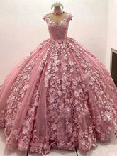 Exquisite Pink Tulle Princess Gown Sweetheart Neckline 3D Floral Appliques & Beaded Elegance for Quinceanera & Sweet 16